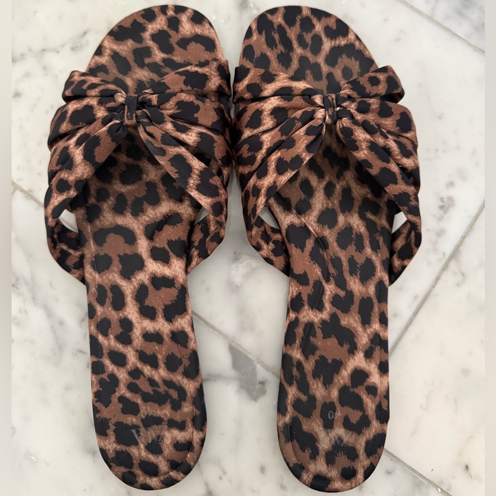 Zara Leopard Print Slide Sandals - Picture 2 of 5